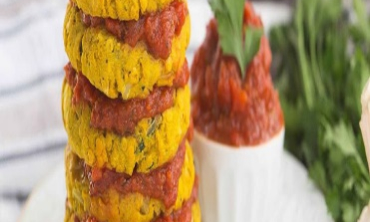 High Protein Red Lentil Patties with Tomato Sauce