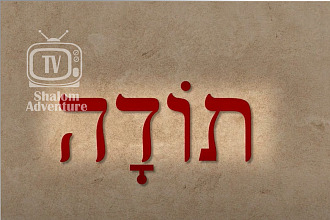 Hebrew letters spell the word Toda that means thank you.